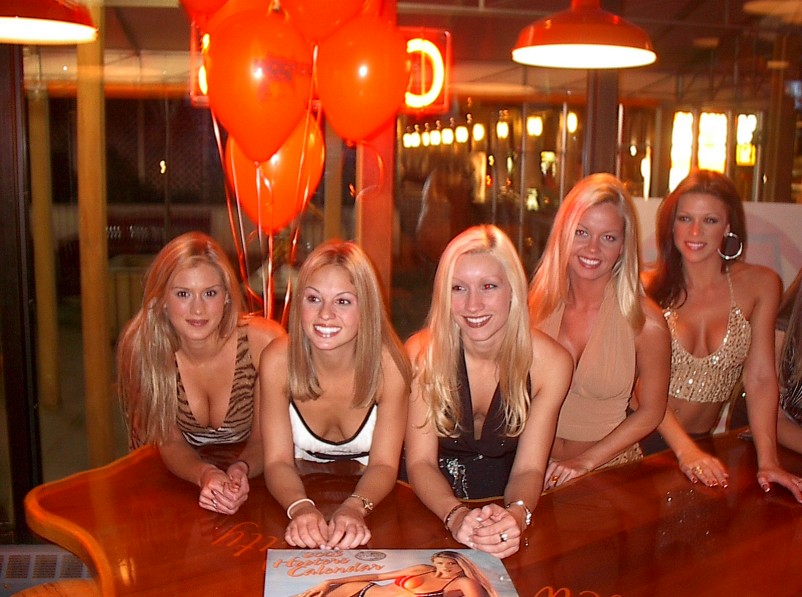 2003 Hooters Calendar Party In NYC with Maurice "The Voice" Watts